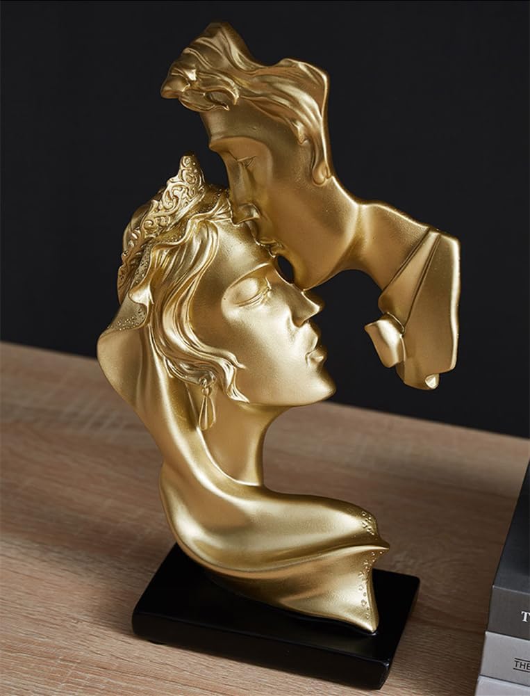 Couple kiss sculpture styled on coffee table