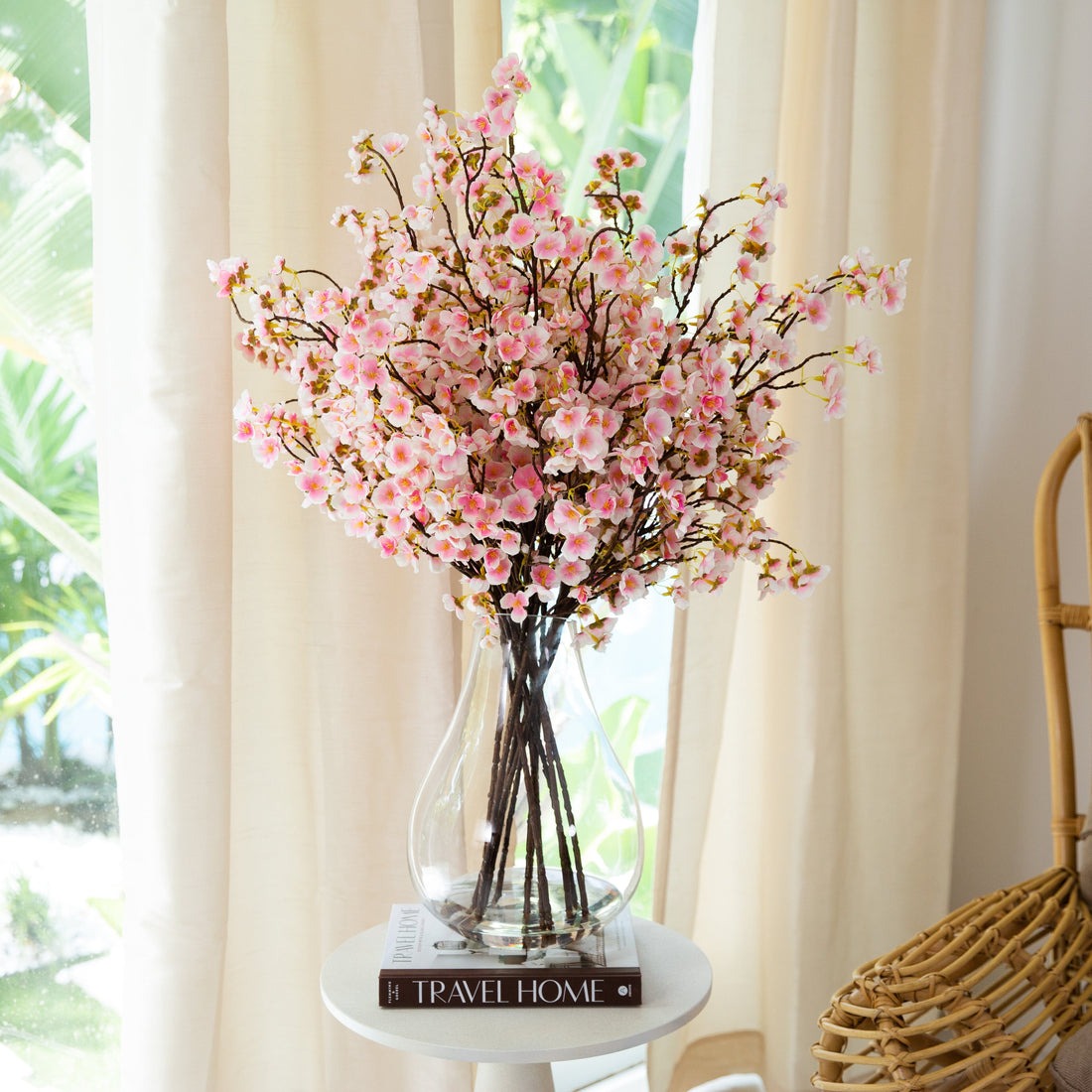 Cherry blossom spray branch styled in a vase