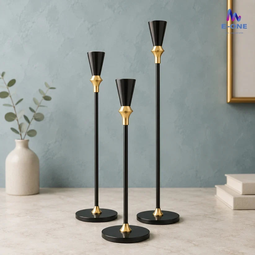 Taper candle holder set, close-up detail