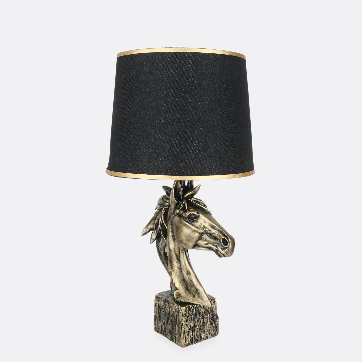 Horse lamp styled on entryway console