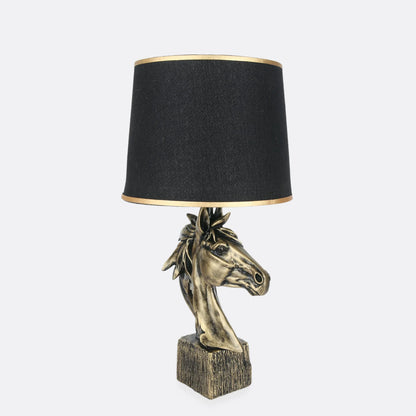 Horse lamp styled on entryway console