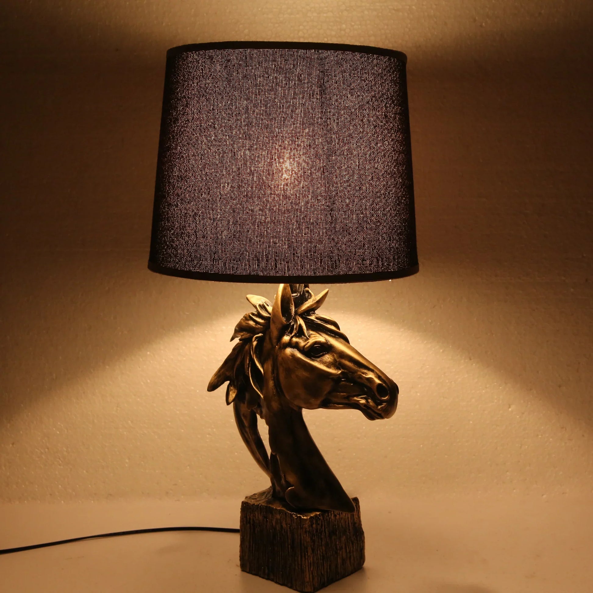 Horse lamp, close-up detail view