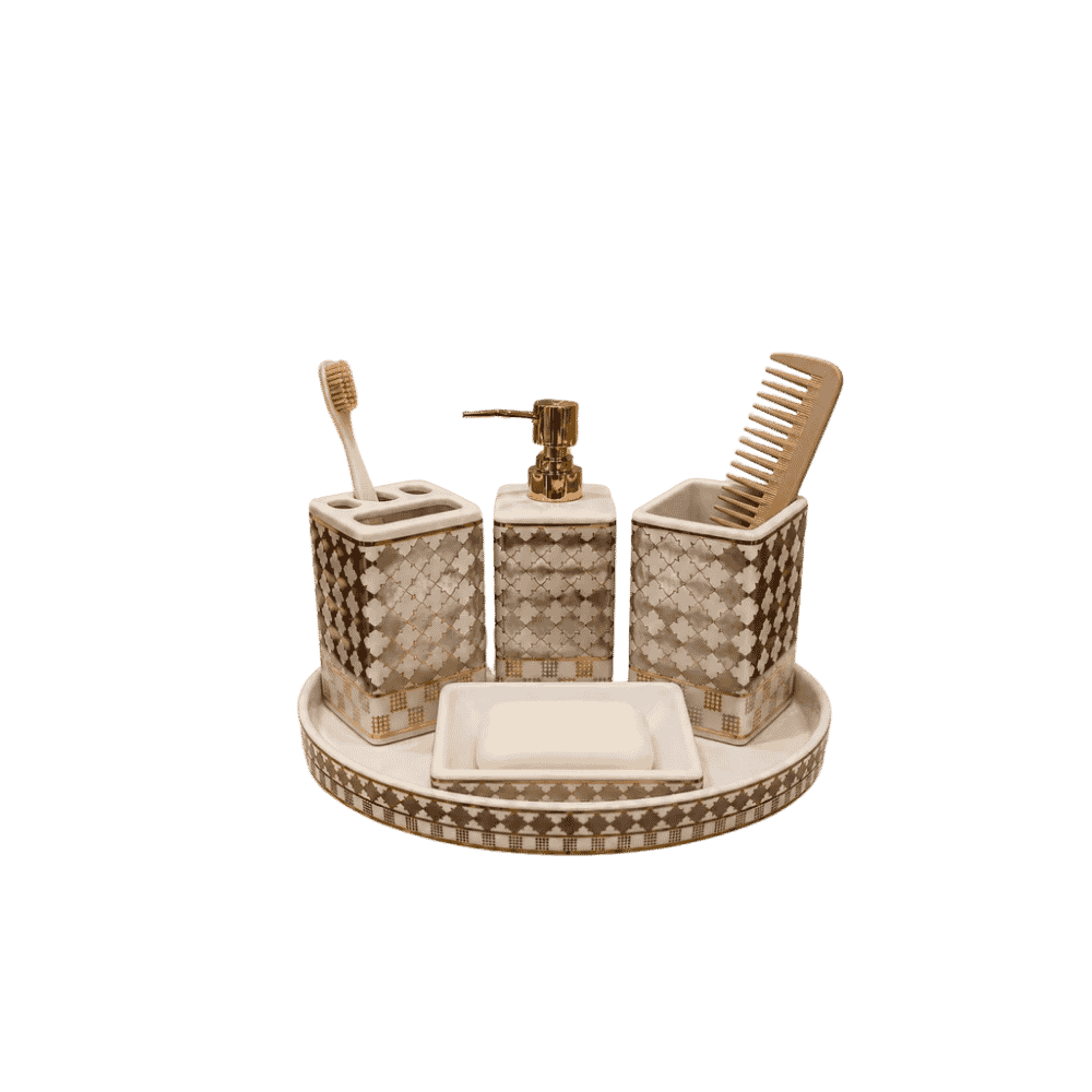 Imperial white bath set for bathroom counter styling