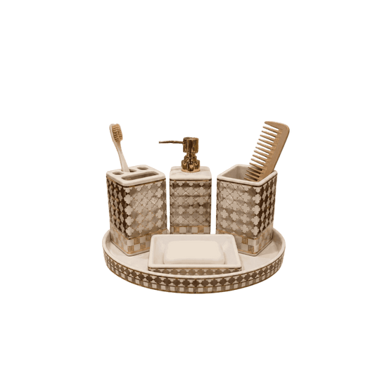 Imperial white bath set for bathroom counter styling
