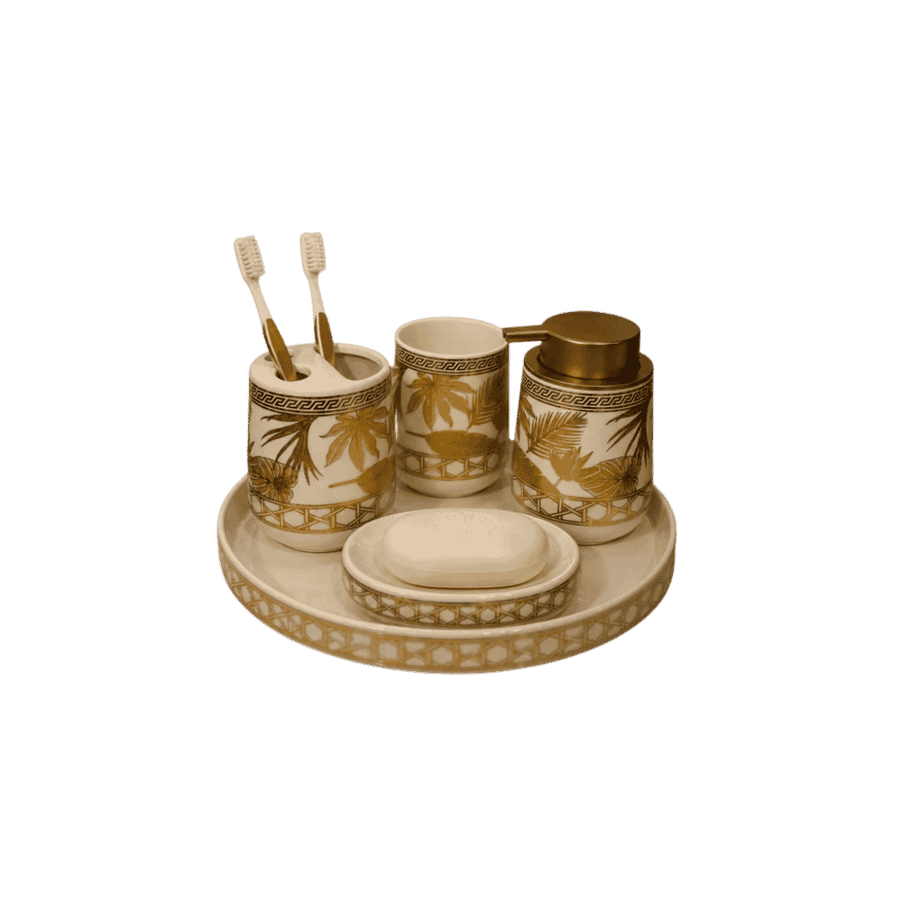 Palm Luxe bath set for bathroom counter styling