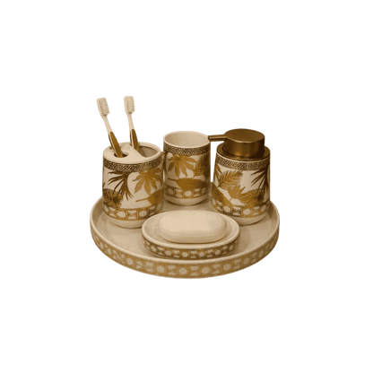 Palm Luxe bath set for bathroom counter styling