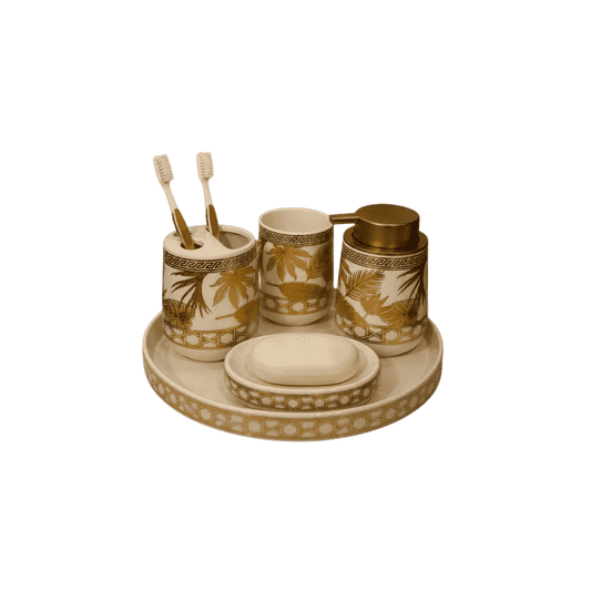 Palm Luxe bath set for bathroom counter styling