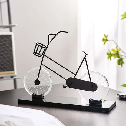 Metal crystal bicycle sculpture, side view