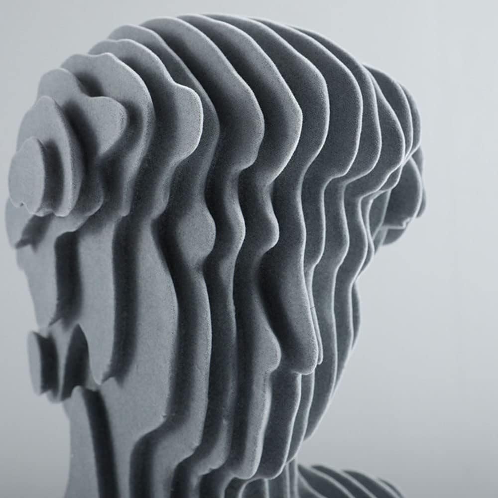 Michelangelo fluted bust sculpture, close-up detail