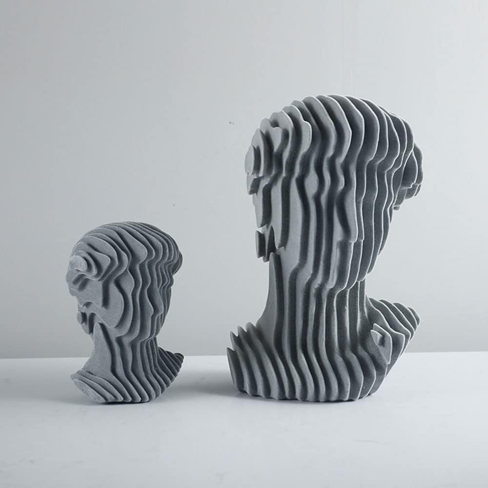 Michelangelo-style fluted bust sculpture, front view