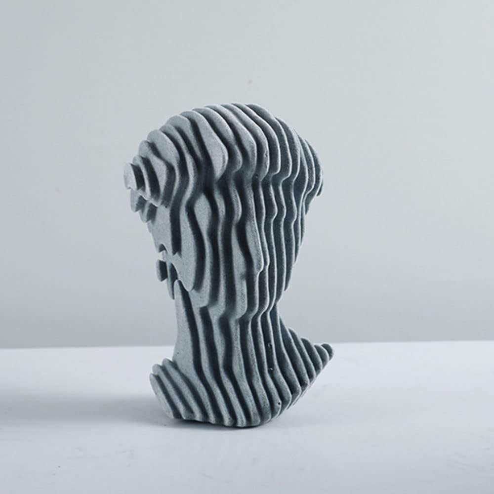 Michelangelo fluted bust sculpture in gray finish