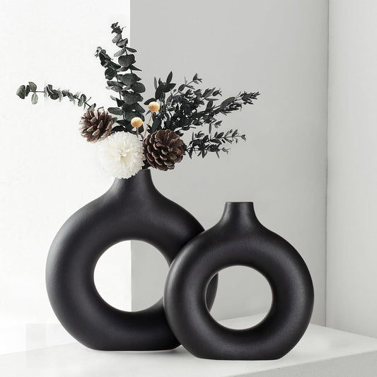 Black Donut Vase set