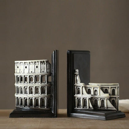 Rome bookends styled on a bookshelf