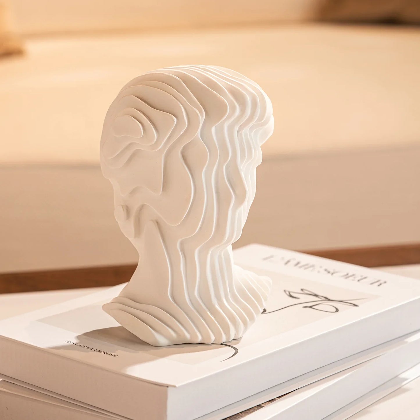Michelangelo fluted bust sculpture in white finish