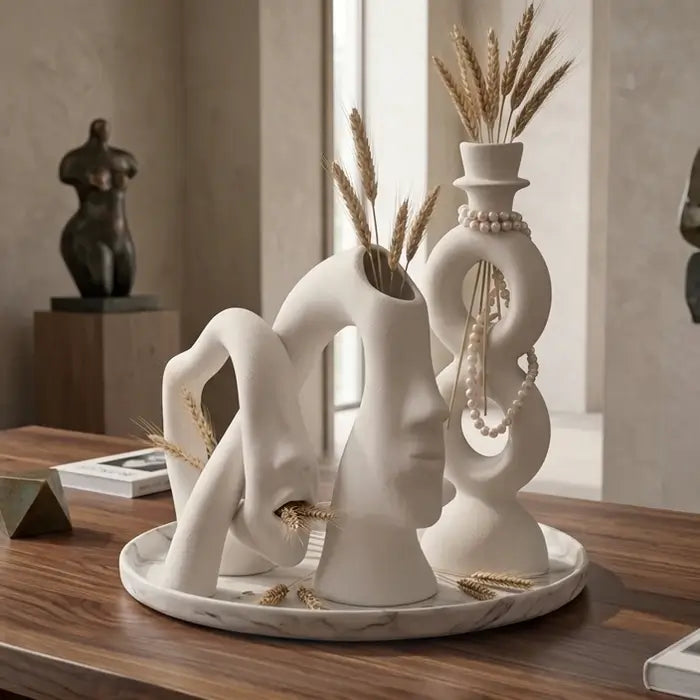 Abstract Harmony Sculpture Vase Set