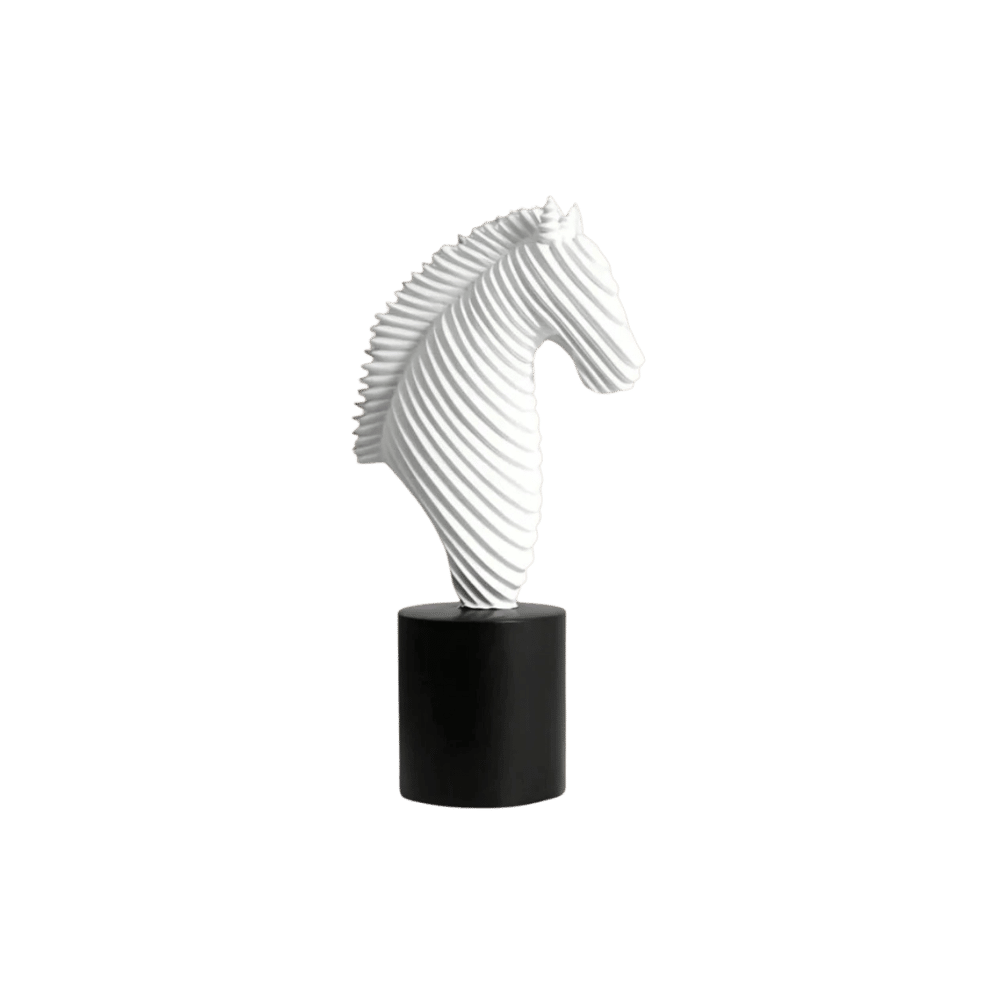 Abstract striped horse head sculpture for console or shelf display