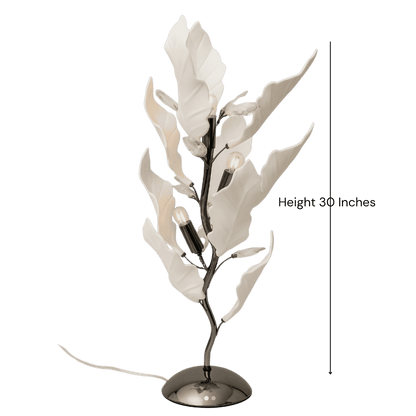 Ginkgo leaf floor lamp styled in a living room setting