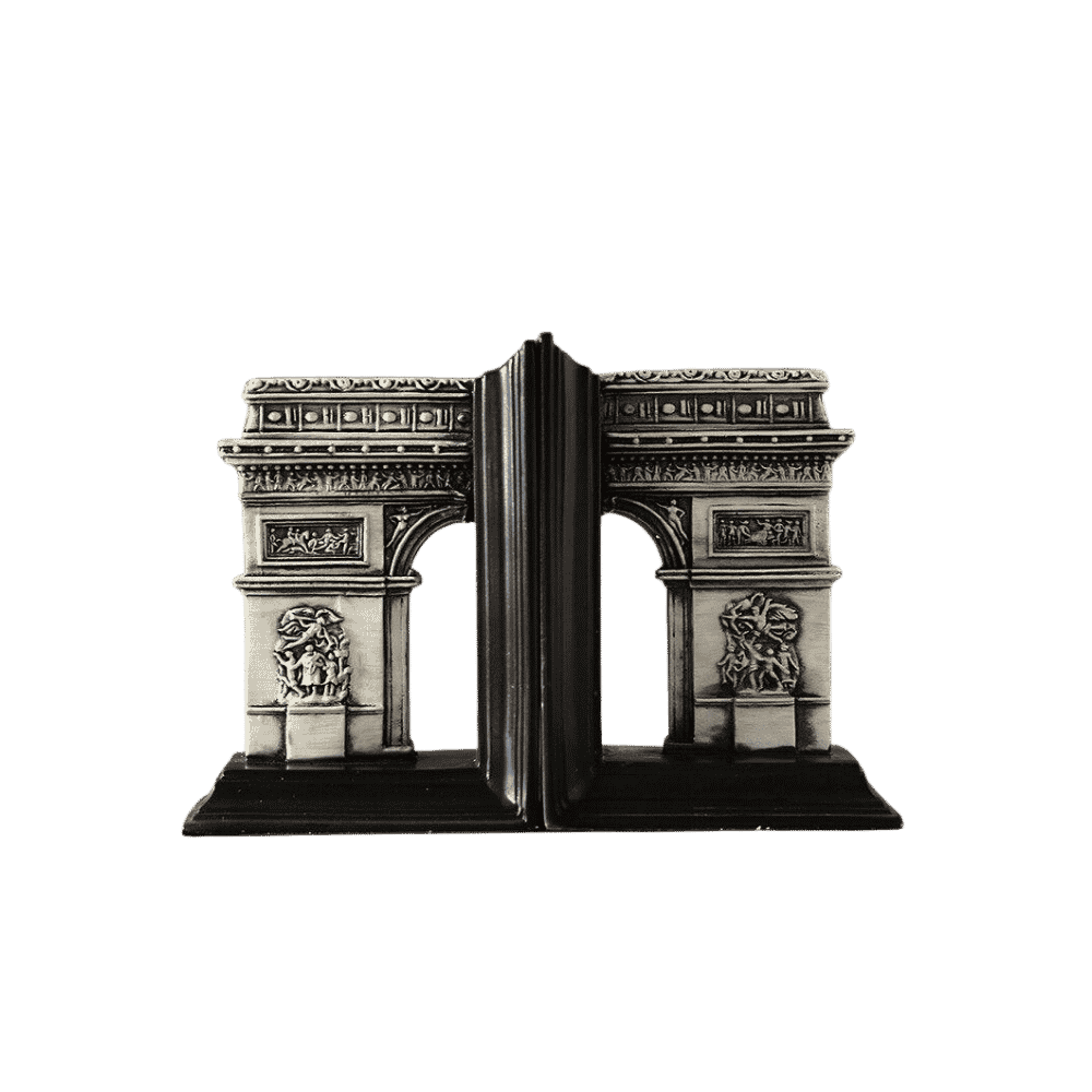Arc de Triomphe bookends styled on a shelf