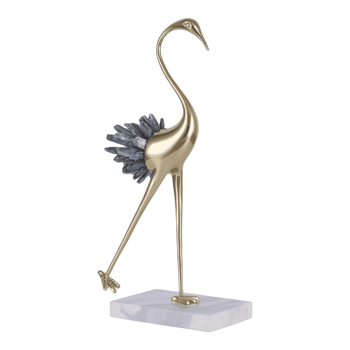 Brass bird sculpture for entryway console or office desk