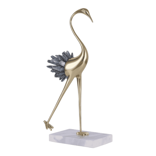 Brass bird sculpture for entryway console or office desk