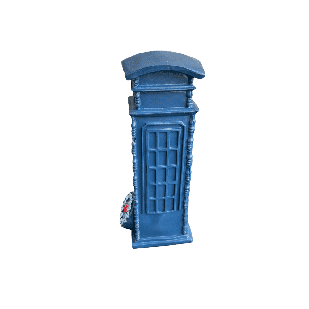 Ceramic telephone booth, close-up detail