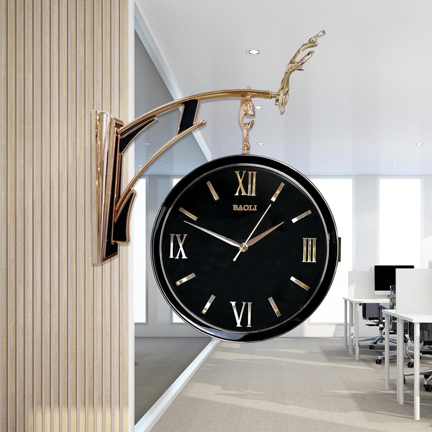 Round double-sided wall clock