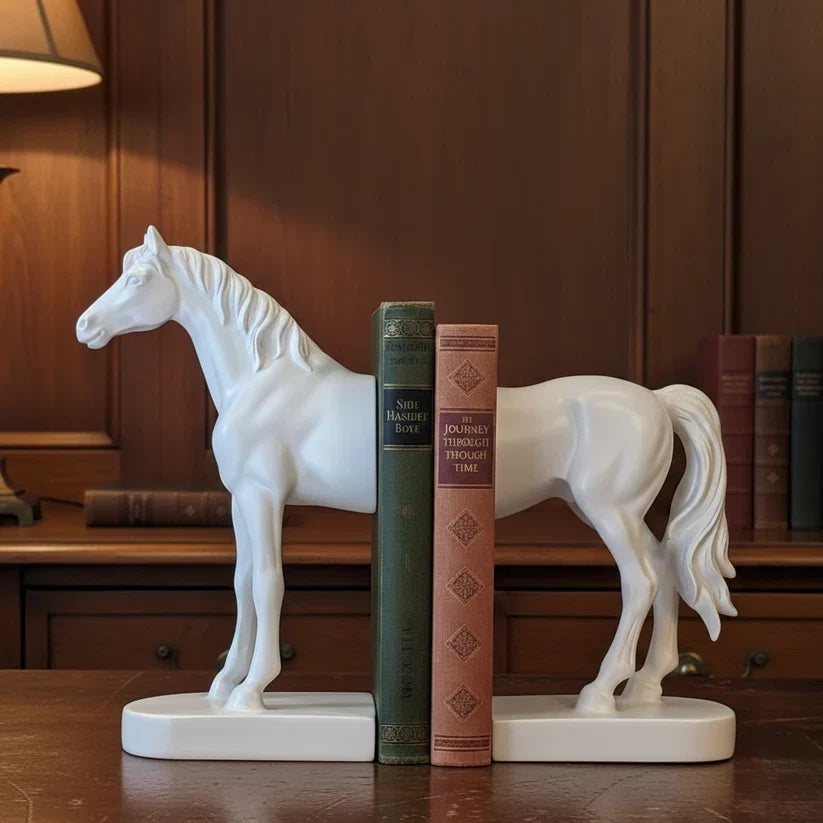 White horse bookend, close-up detail