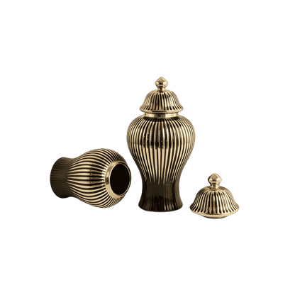 Black ginger jar set, close-up detail