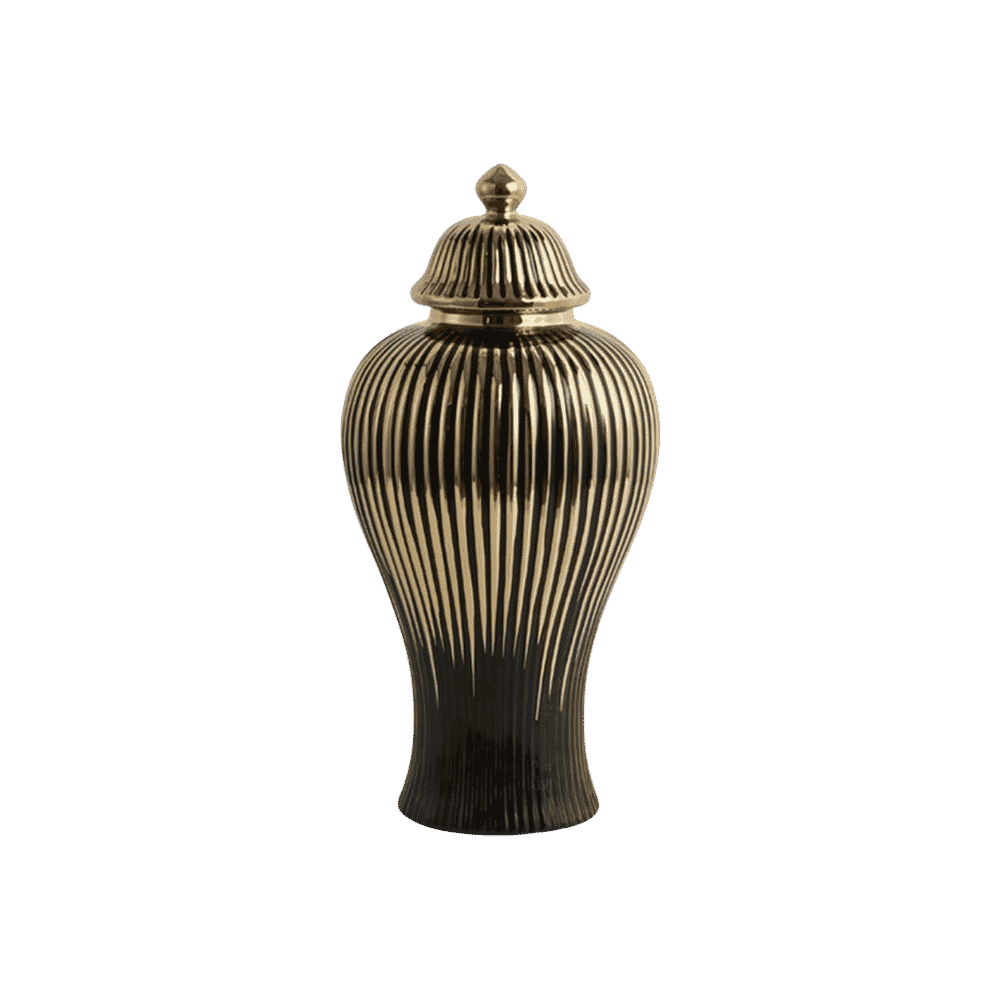 Black ginger jar set, size comparison