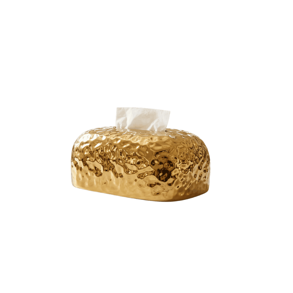 Gold Hammered Tissue Box Cover