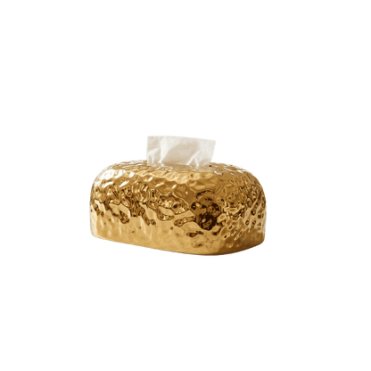 Gold Hammered Tissue Box Cover