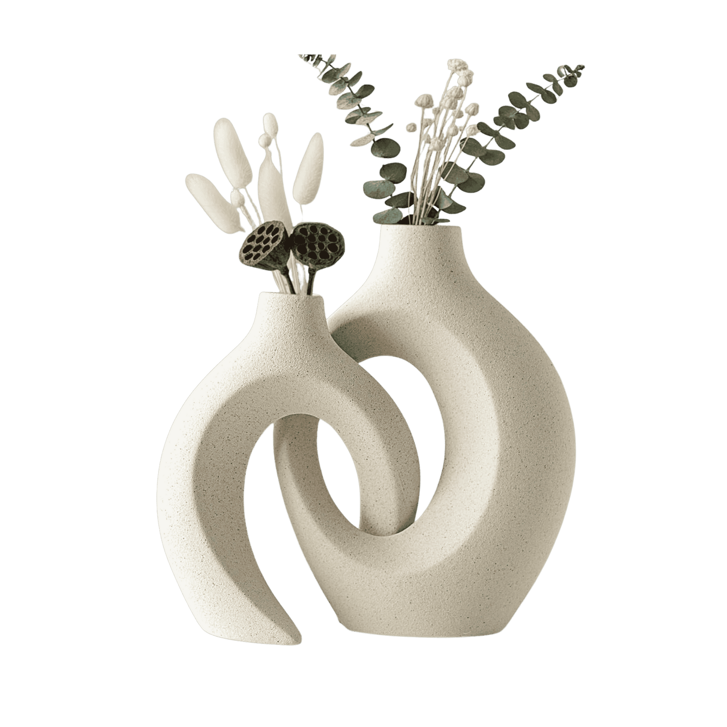Pair of hollow ceramic vases for modern interiors