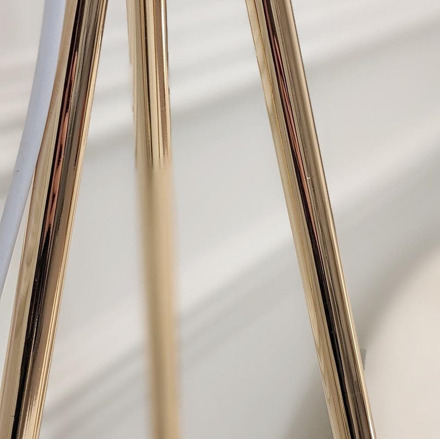 Tripod feather floor lamp illuminated