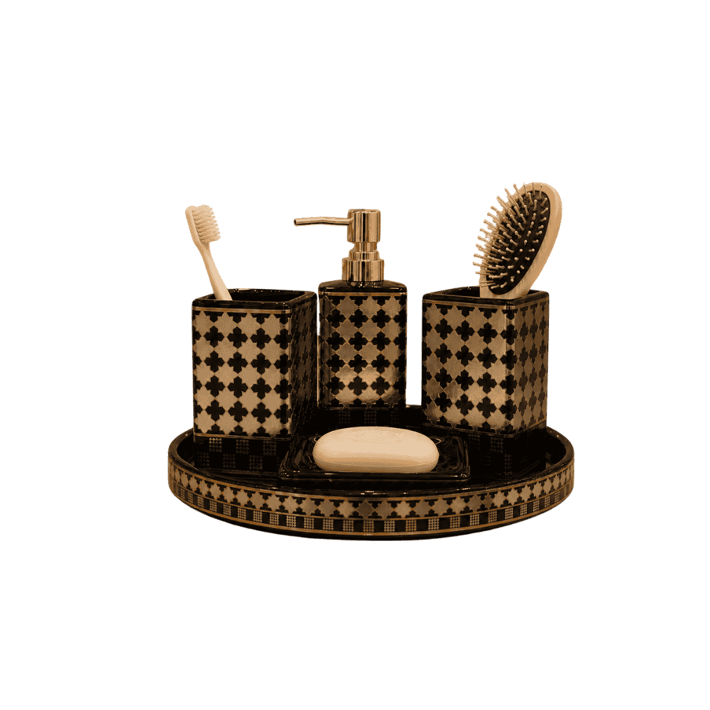 Imperial black bath set for bathroom counter styling
