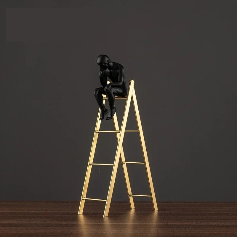 Ladder man ornament sculpture for shelves or desks