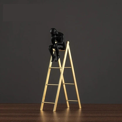 Ladder man ornament sculpture for shelves or desks