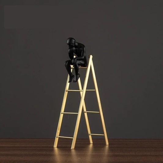 Ladder man ornament sculpture for shelves or desks