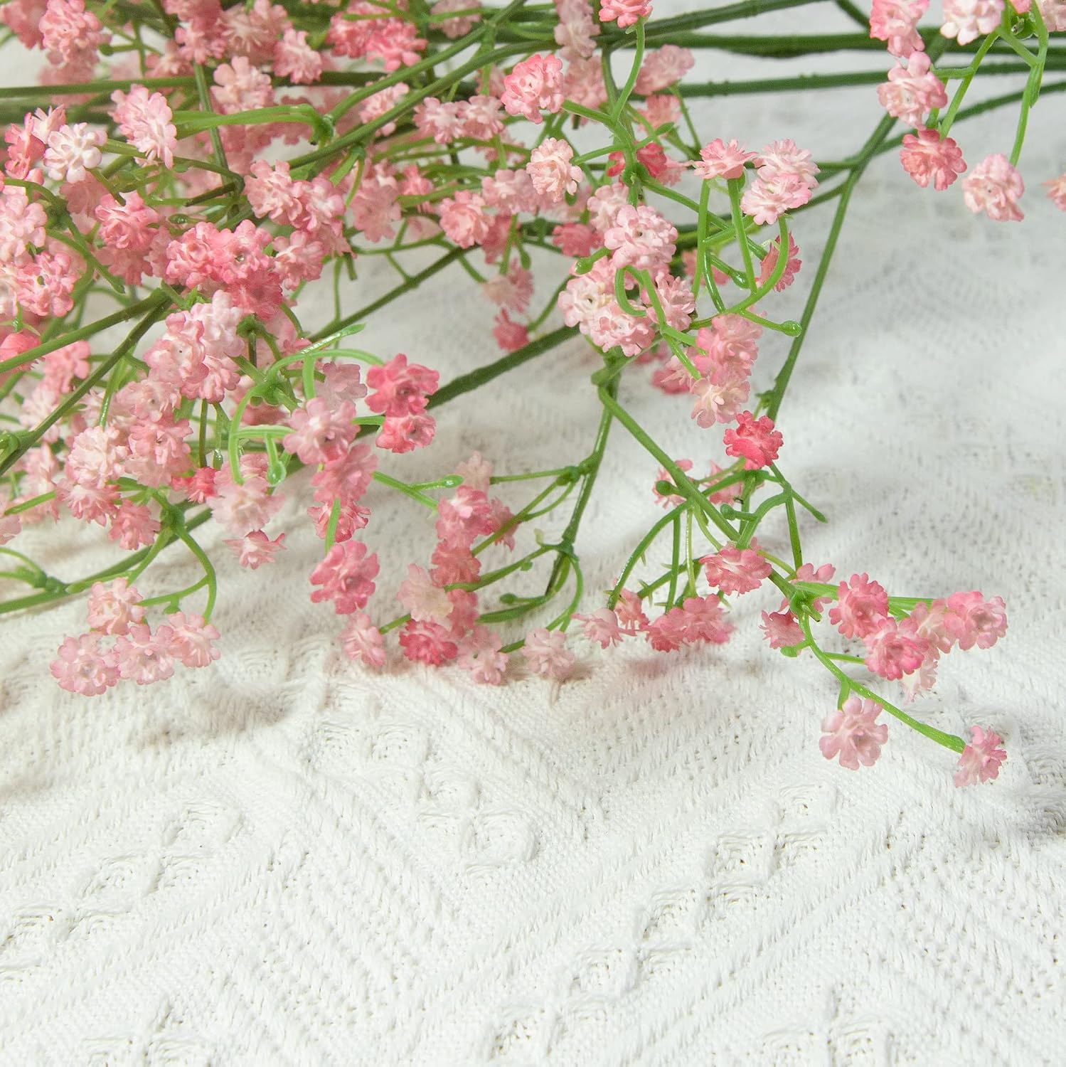 Light pink gypsophila stem styled in a vase