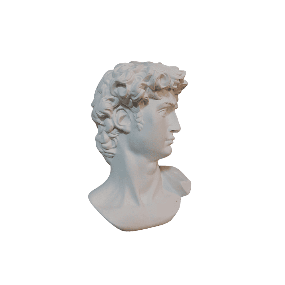 Michelangelo David sculpture styled on a shelf