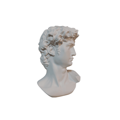 Michelangelo David sculpture styled on a shelf