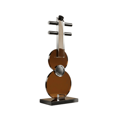 Minimalist crystal guitar sculpture for shelves or desks