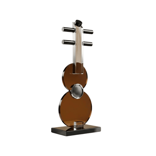 Minimalist crystal guitar sculpture for shelves or desks