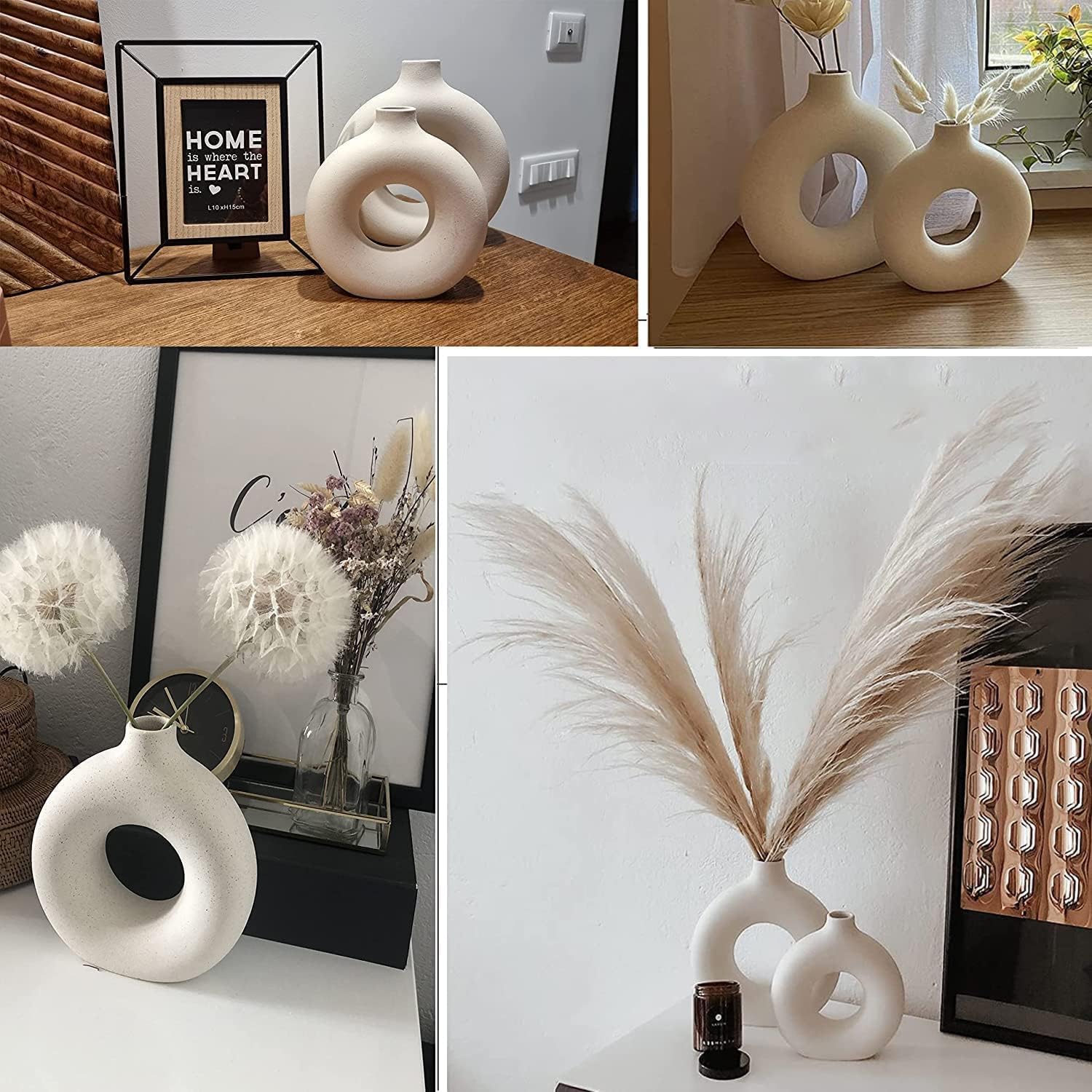 Donut ceramic vases pair styled on dining table