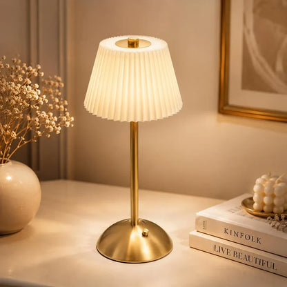 Nordic-style fabric table lamp with rechargeable base
