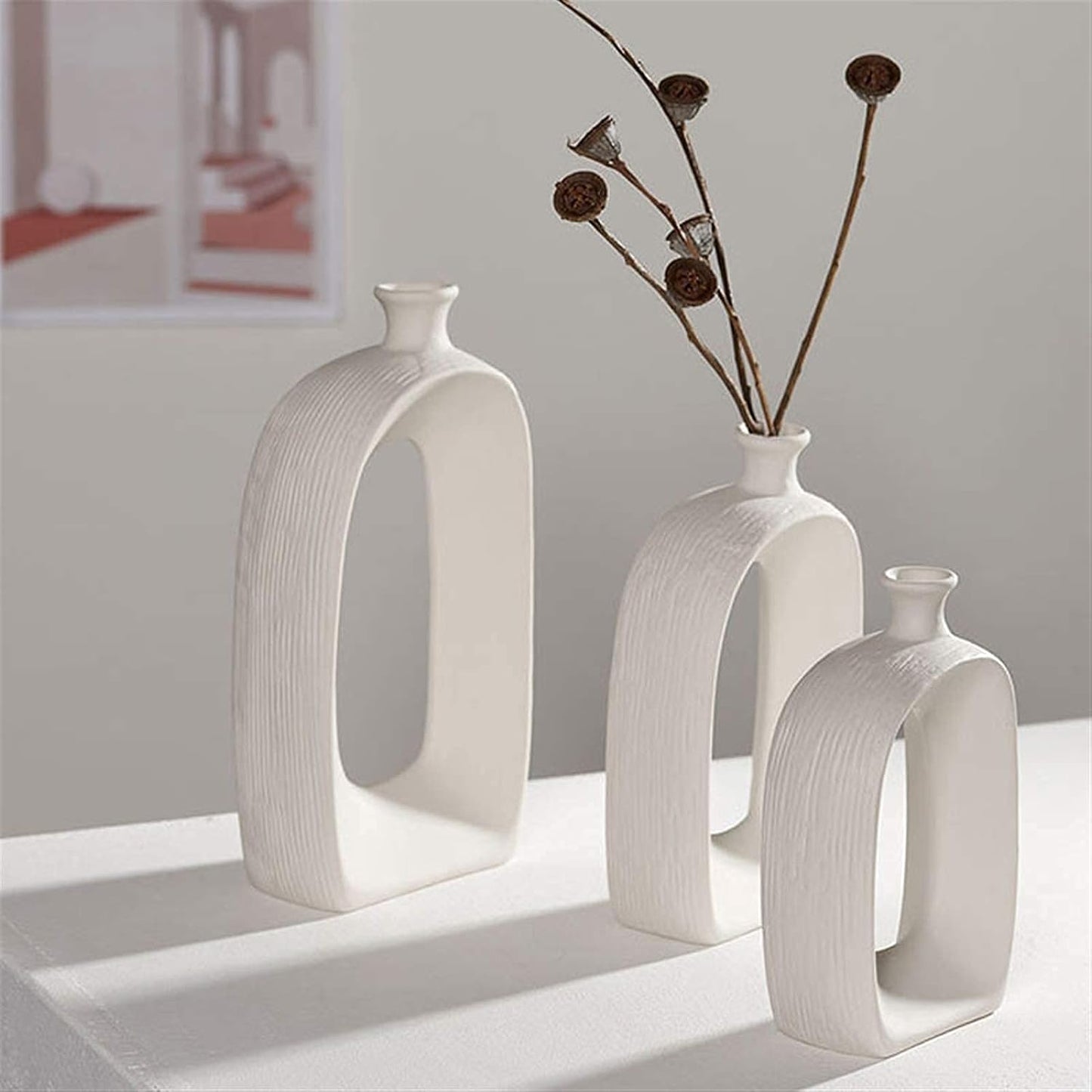 Porcelain flower vase for dining table or entryway
