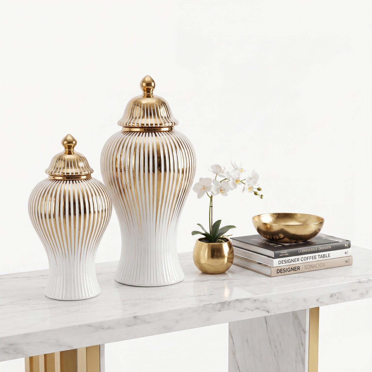 White Ginger Jar Set