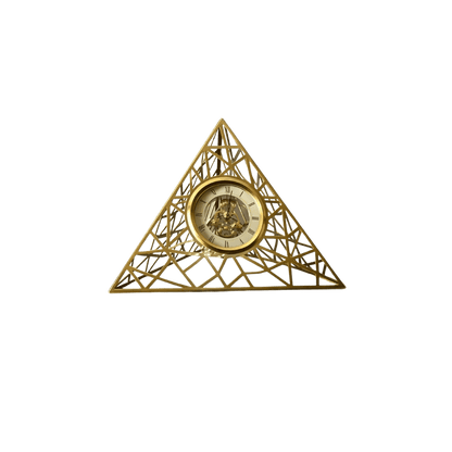Pyramid metal clock, close-up detail