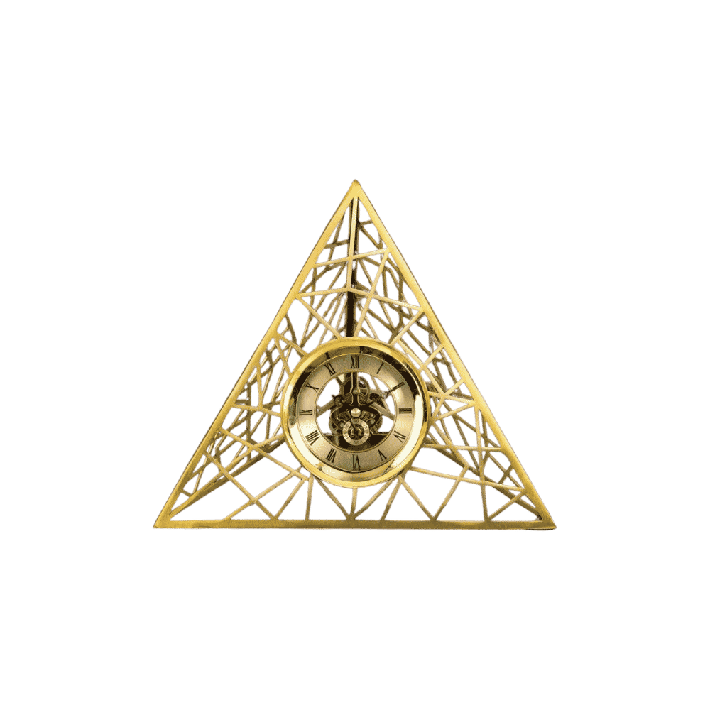 Pyramid metal clock for desk or shelf display