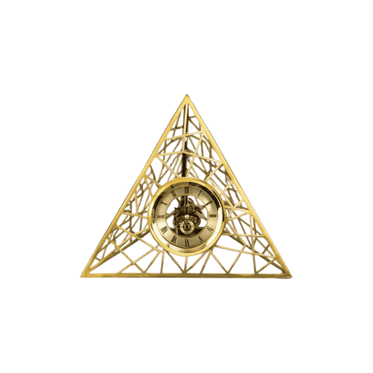 Pyramid metal clock for desk or shelf display