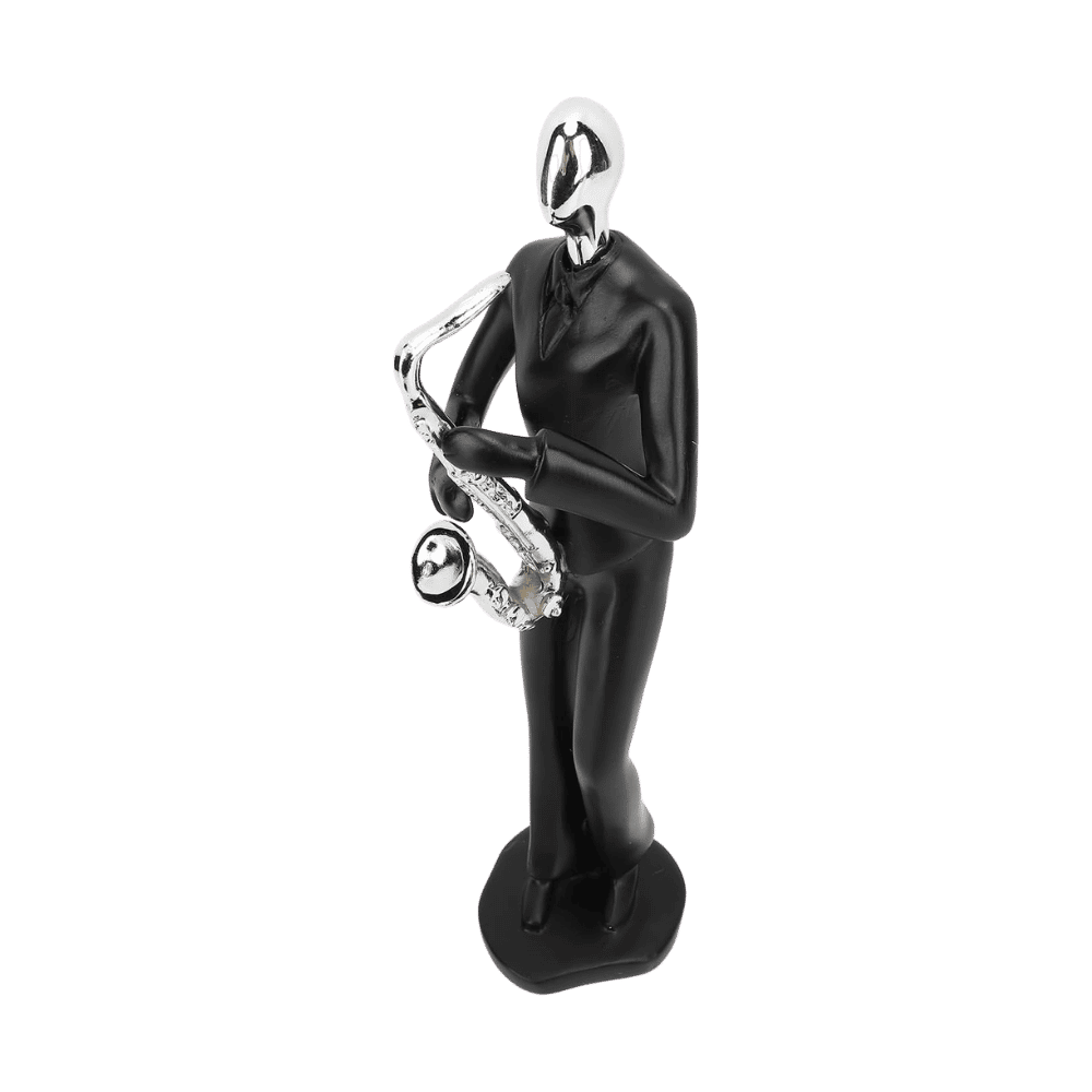 Saxophone player figurine styled on a shelf